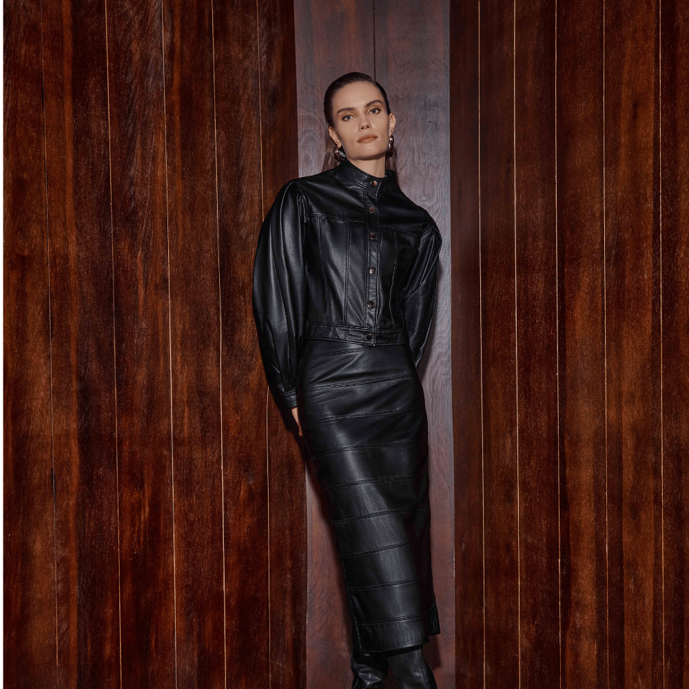 Denmila Siyah Deri Ceket