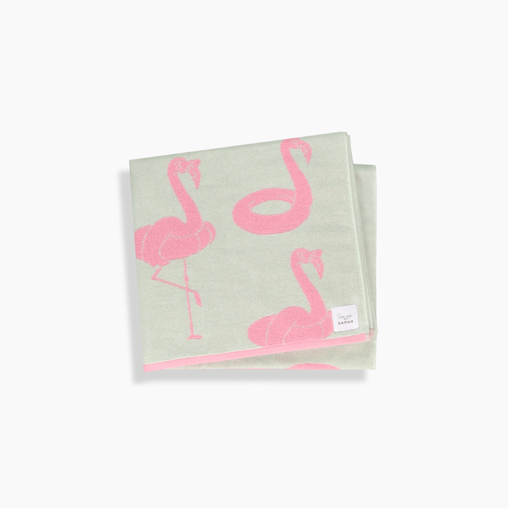 Flamingo Desen 90x160 Mint Yeşil Plaj Havlusu