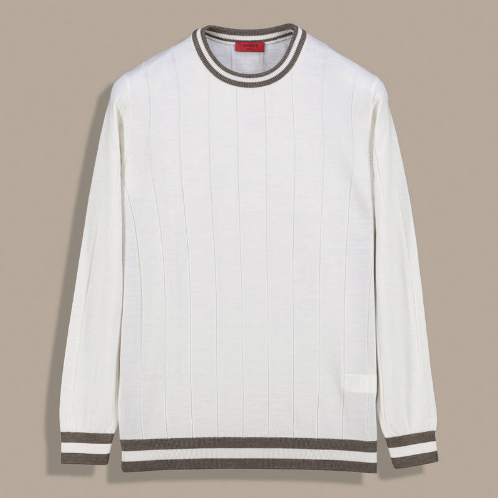 Renkli Bisiklet Yaka Ekru Triko