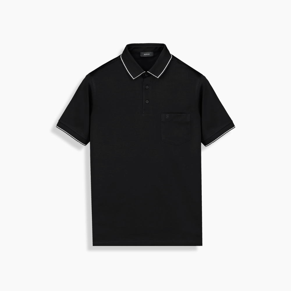 Polo Yaka Merserize Siyah Tişört