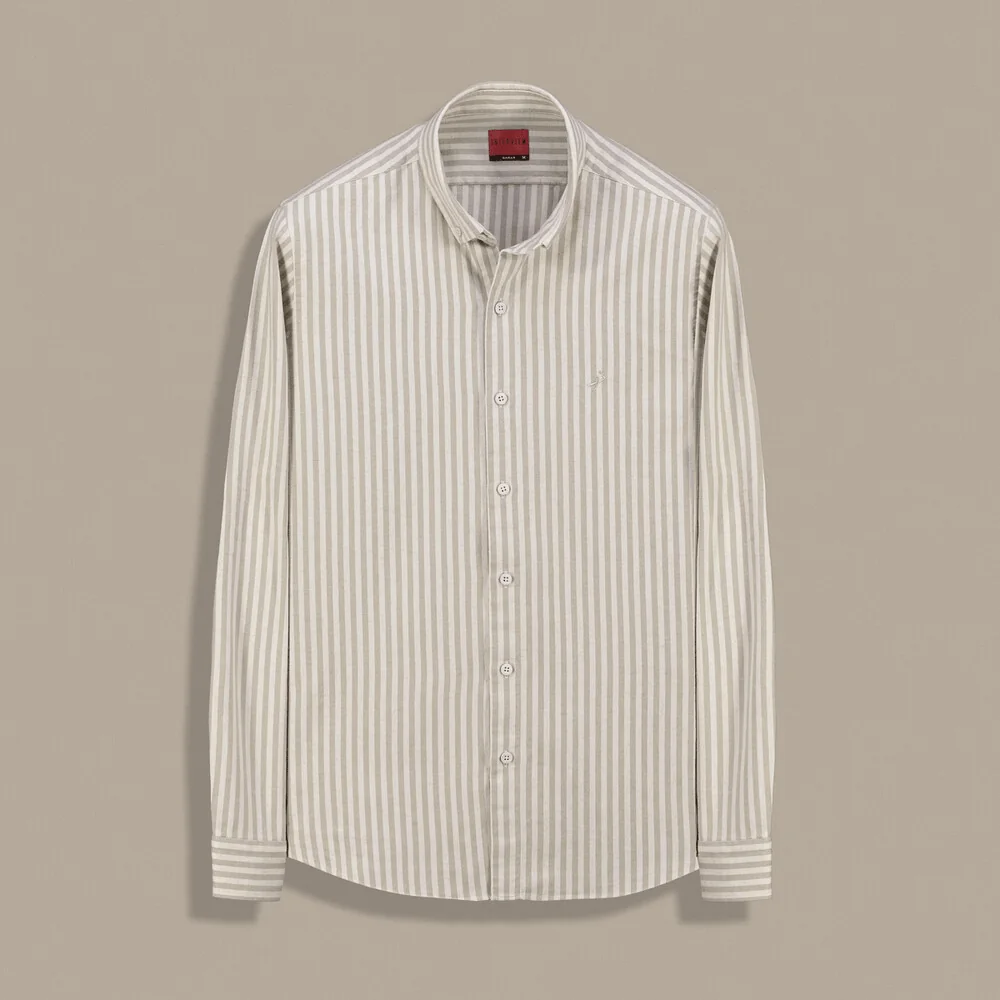 Drew Uzun Kol Çizgili Bej Gömlek