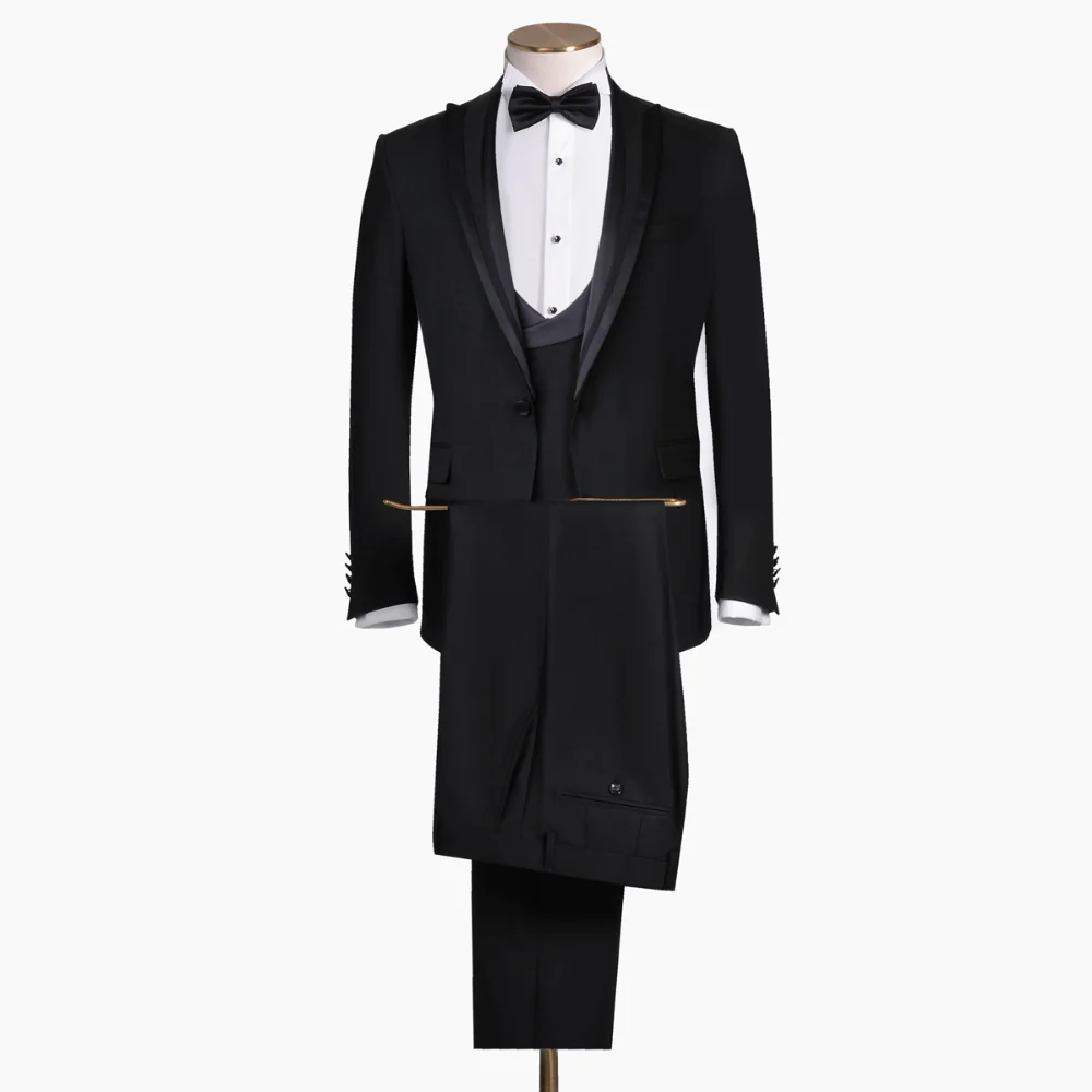 Happy Yelek Papyon Takım Slim Fit Siyah Smokin