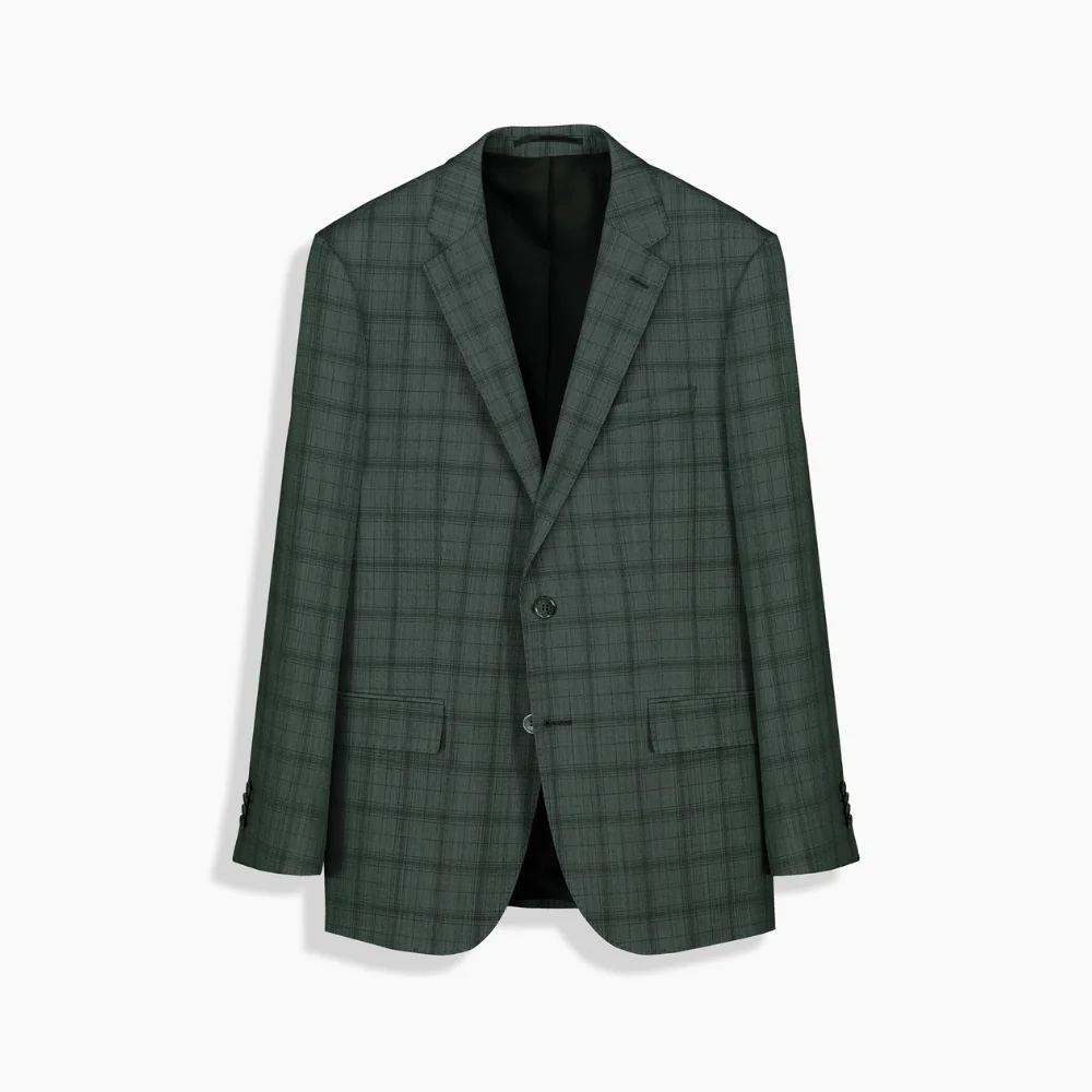 Jam Saxon Regular Fit Kareli Yeşil Takım Elbise