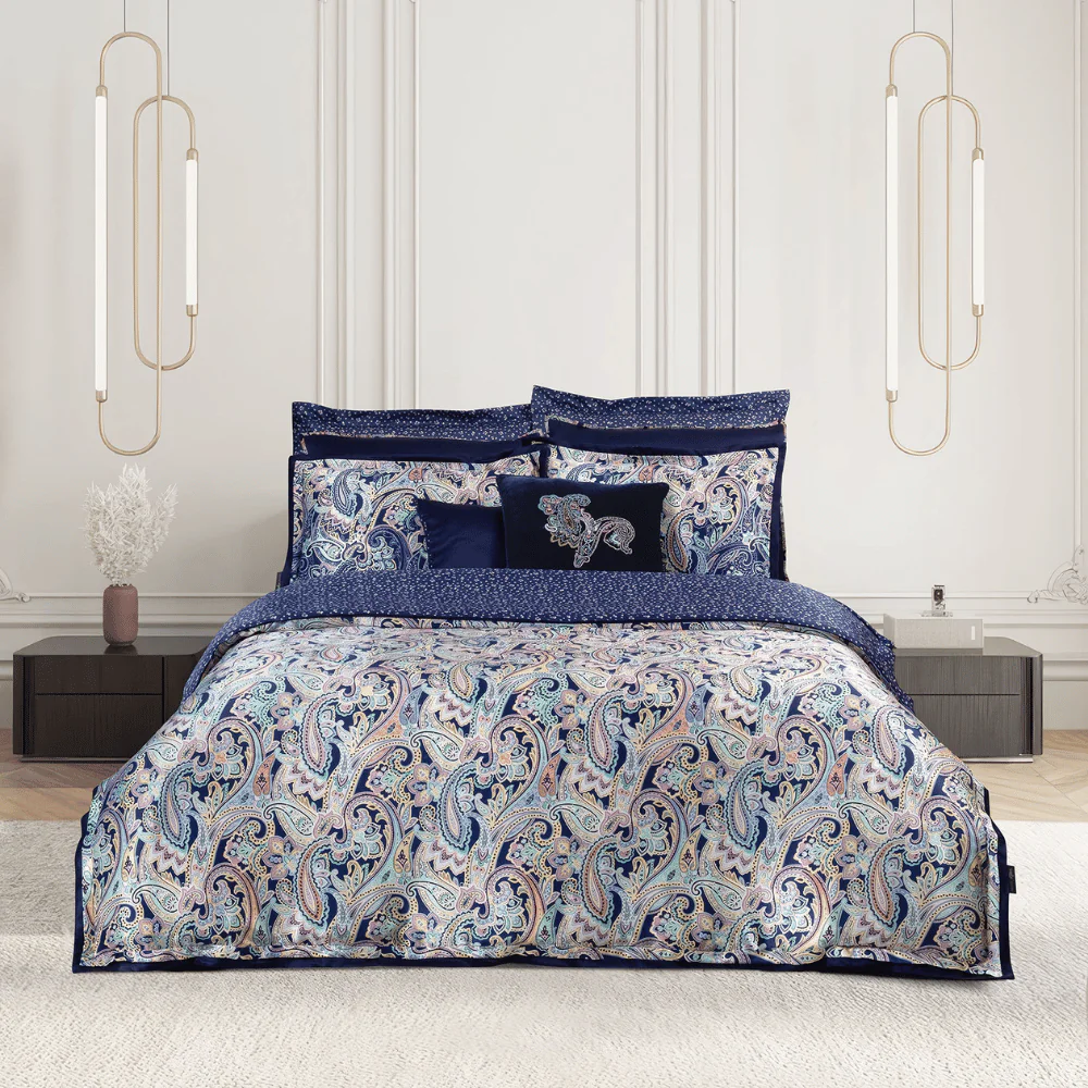 Orion %100 İpek Saten Nevresim Takımı Çift Kişilik Lacivert