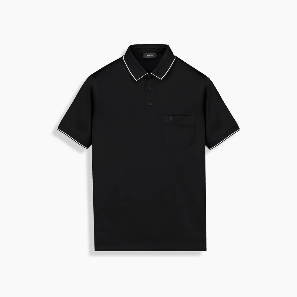Polo Yaka Merserize Siyah Tişört