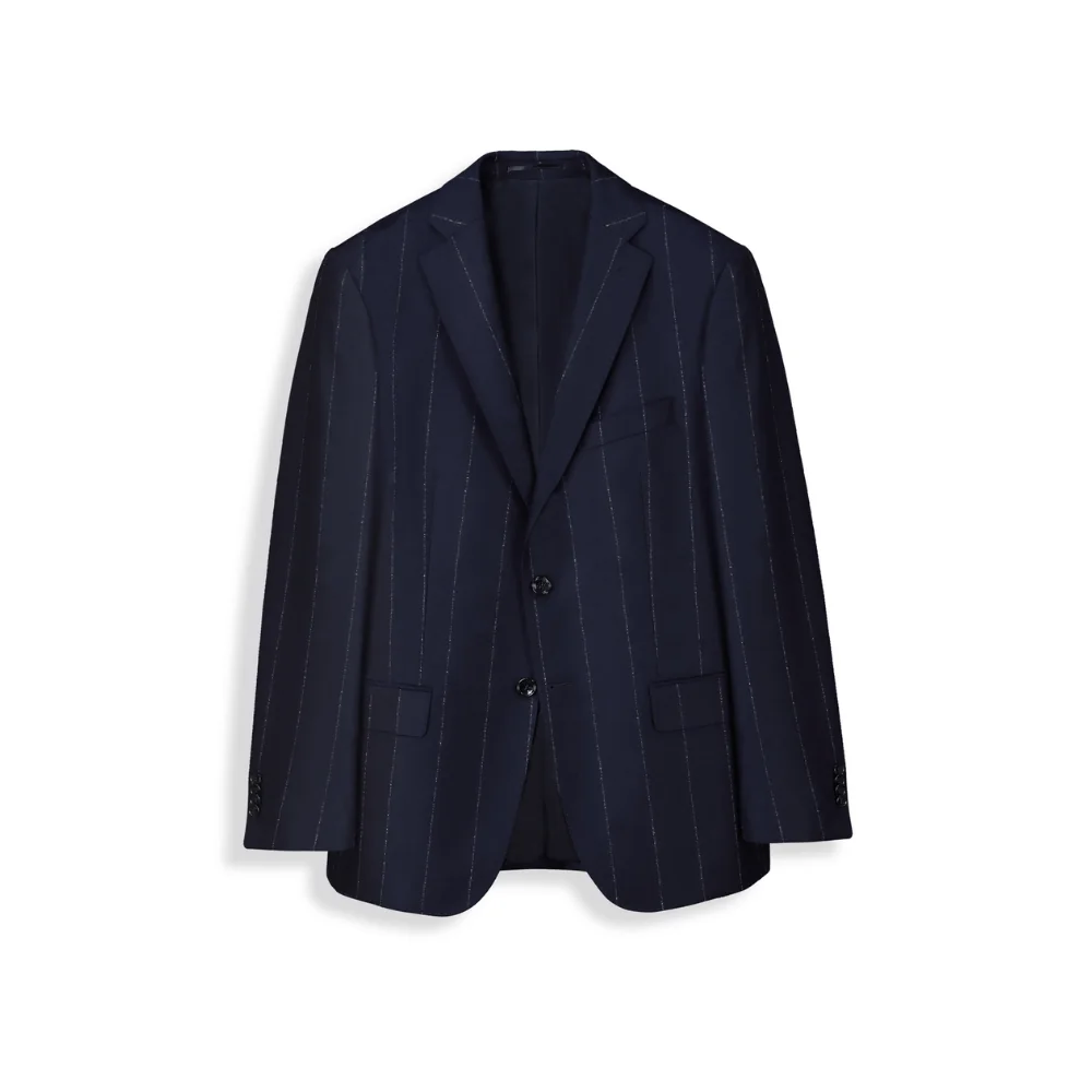 Rexford Regular Fit Çizgili Lacivert Ceket