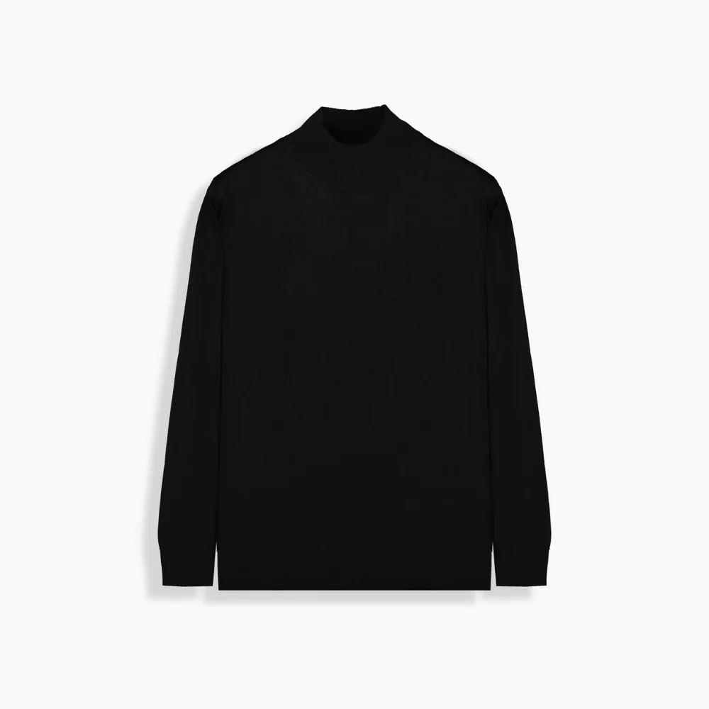 Yarım Balıkçı Yaka Siyah Triko